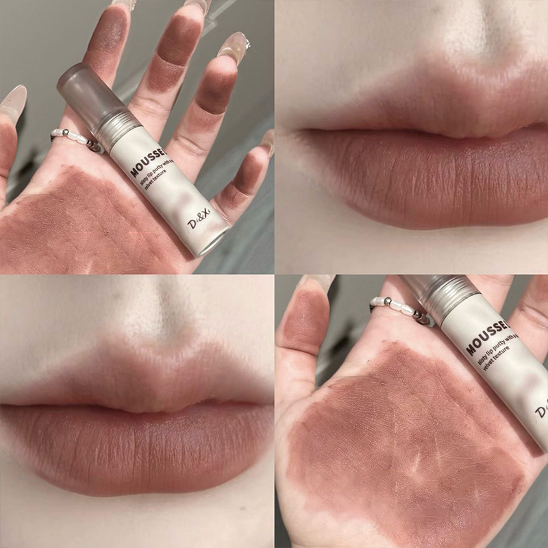 Gothic Matte Black Lipstick Waterproof Mousse Lip Mud Nude Brown Lipstick Dark Purple Punk Lip Gloss Makeup Non-stick Lips Tint — image 7