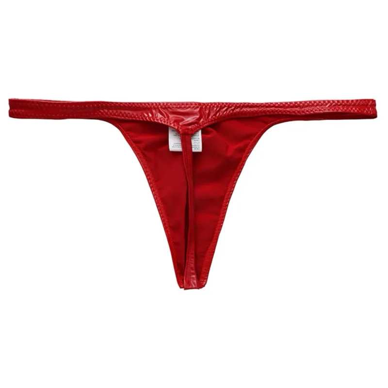 Slip da uomo in ecopelle lucida perizoma con cinturino sottile Intimo a vita bassa Mutandine da uomo Lingerie T-back Slip maschili Lingerie — image 1
