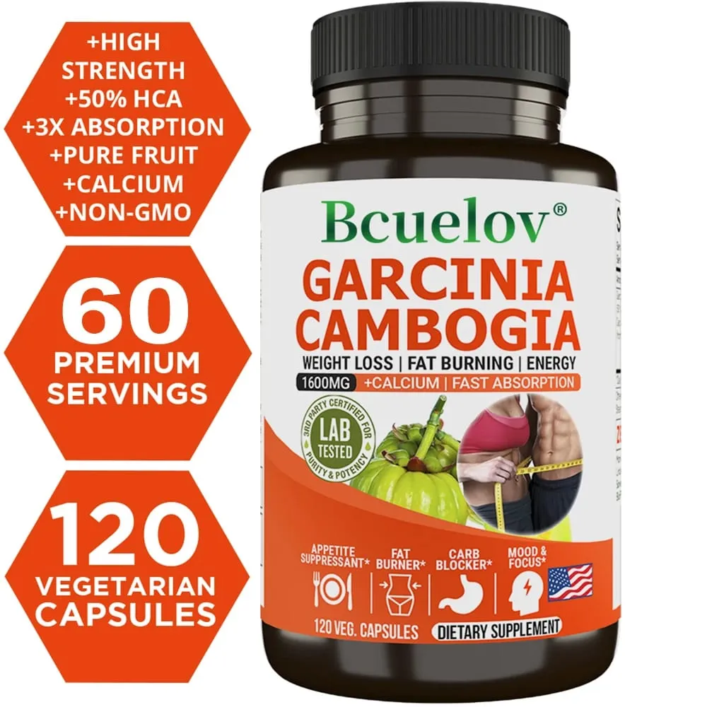 Bcuelov Garcinia Cambogia Capsule per Donne e Uomini Brucia Grassi Pulizia Intestinale Integratore per la Gestione del Peso NON OGM — image 1
