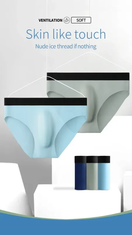 3PC Ice silk texture briefs, super cool on the skin in summer, enjoy the silky touch — image 9