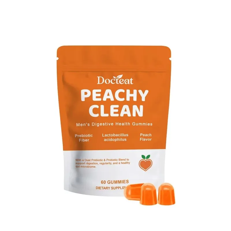Men's Digestive Health Gummies – Prebiotic at Probiotic Blend – Sinusuportahan ng Peach Flavor ang Men Gut Health Araw-araw