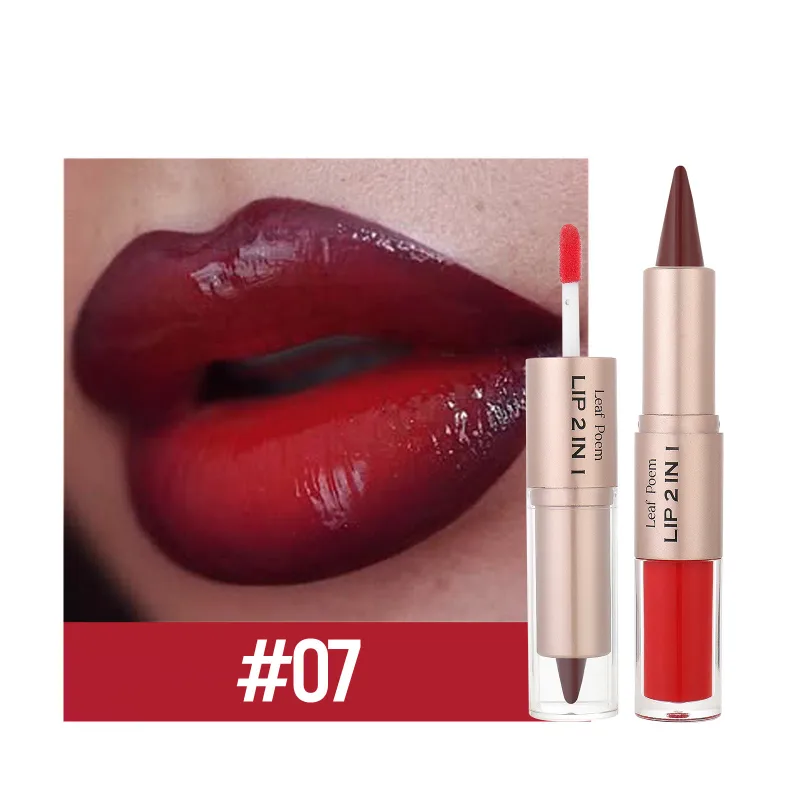 Black Brown Tapered Lip Liner Contour Pencil Double Head Mirror Plumping Lip Glaze Crystal Lip Gloss Sexy Red Lips Tint Makeup — image 11