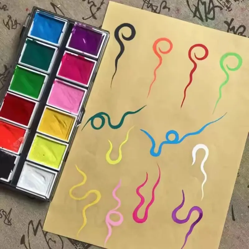 Professional Body Art 12 Colors Pastel Neon UV Color Rainbow Split Cake Face Paint Palette for Halloween Christmas