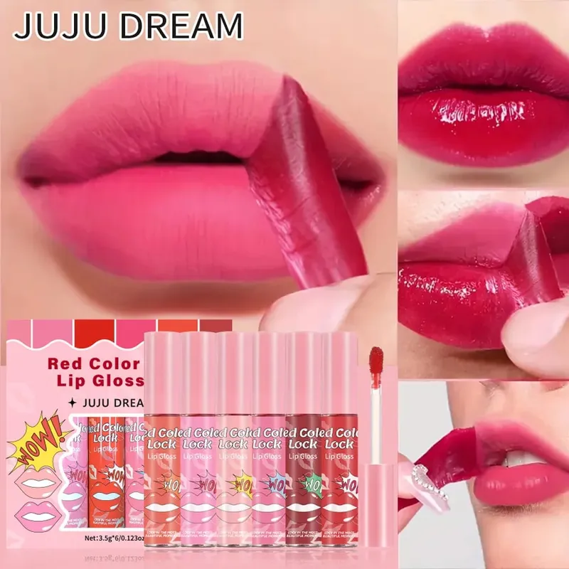 Matte Lip Gloss Color 6-Flavor Set - Smooth Silky Long-lasting Resistant to Cup Stains.Red Brown pink Color Palette for Daily — image 5