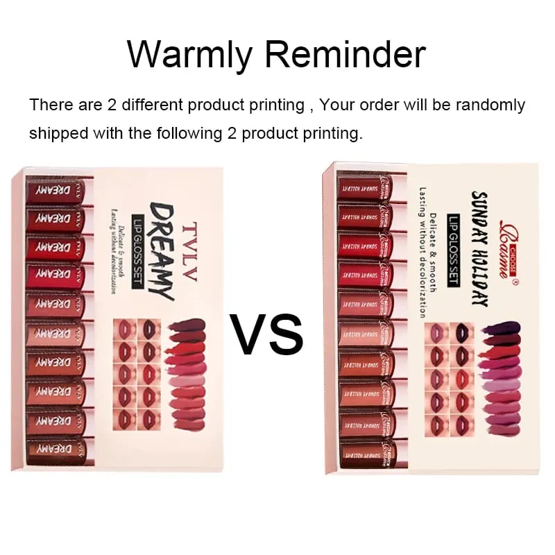 10 Pieces/Set Lip Gloss Velvet Lipstick: Waterproof and Long-Lasting Lip Gloss Women's Moisturizing Set Valentine's Day Gift — image 4