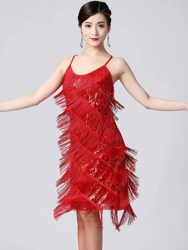 Wanita 1920-an Vintage Great Gatsby Party Dress Sequin Dress Seksi V-Neck Summer Cami Dress Gold Fringe Dress Vestidos Flapper Costumes — image 12