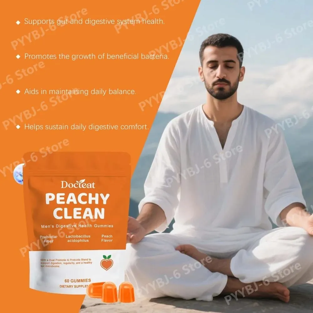 Men's Digestive Health Gummies – Prebiotic at Probiotic Blend – Sinusuportahan ng Peach Flavor ang Men Gut Health Araw-araw — image 3