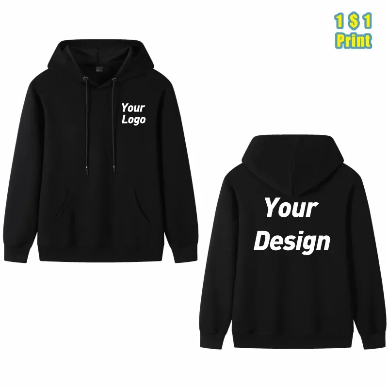 Fashion 9 Colors High-Quality Pullovers Custom Logo Printed Personal Group Brand Embroidery Men and Women 100% Cotton Hoodies — image 7