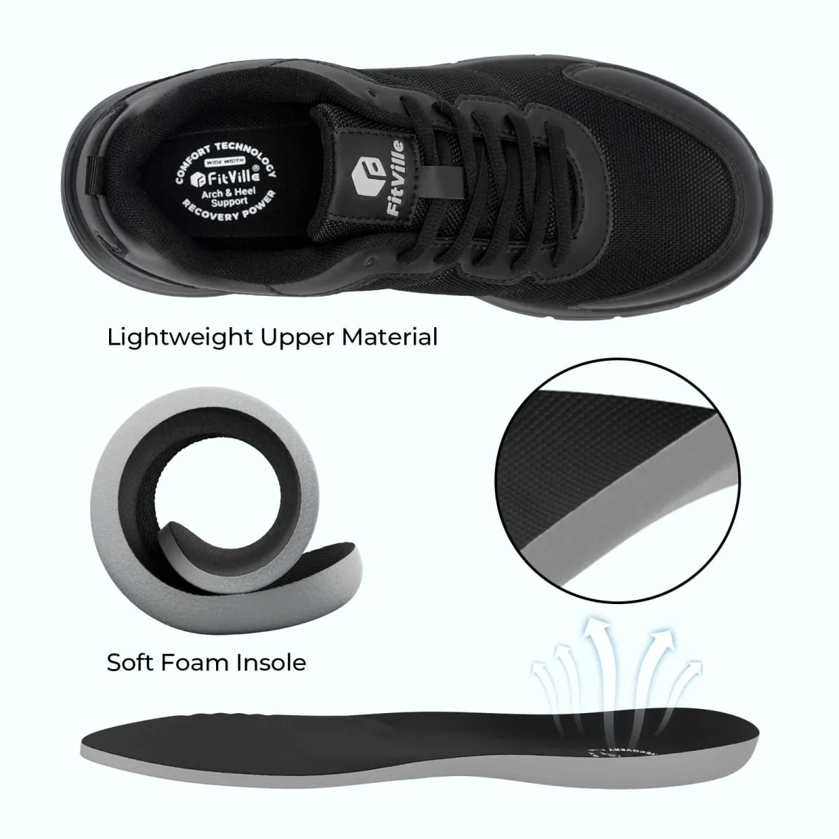 FitVille Men's Walking Shoes Wide Width Max Cushioning Lightweight Sneakers Sport Shoes for Plantar Fasciitis Pain Relief — image 4