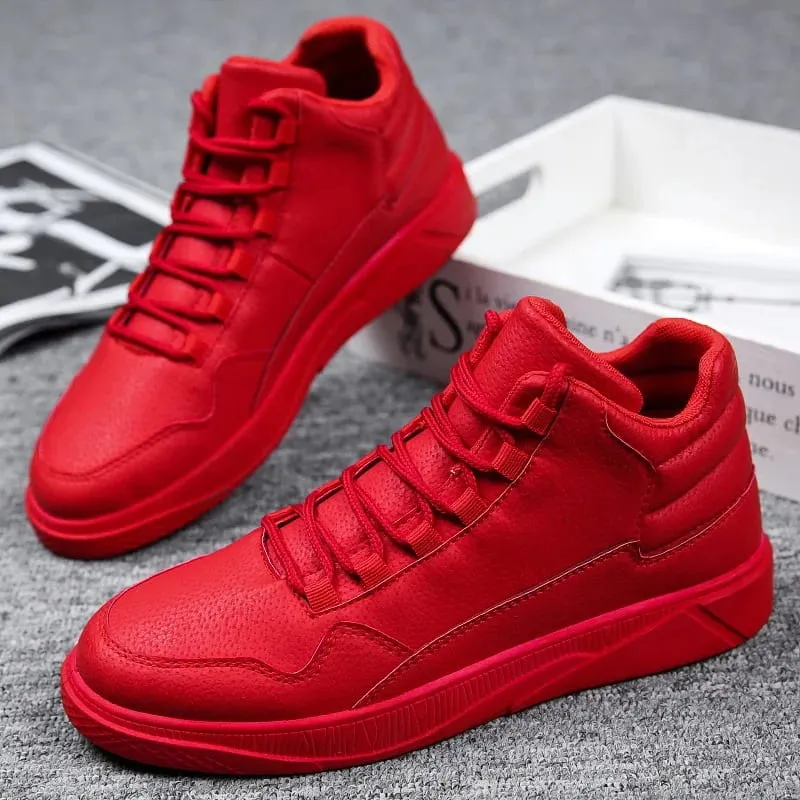 Men's Spring Fashion Comfortable Lightweight Slip-Resistant High Top Leather Sneakers — image 2