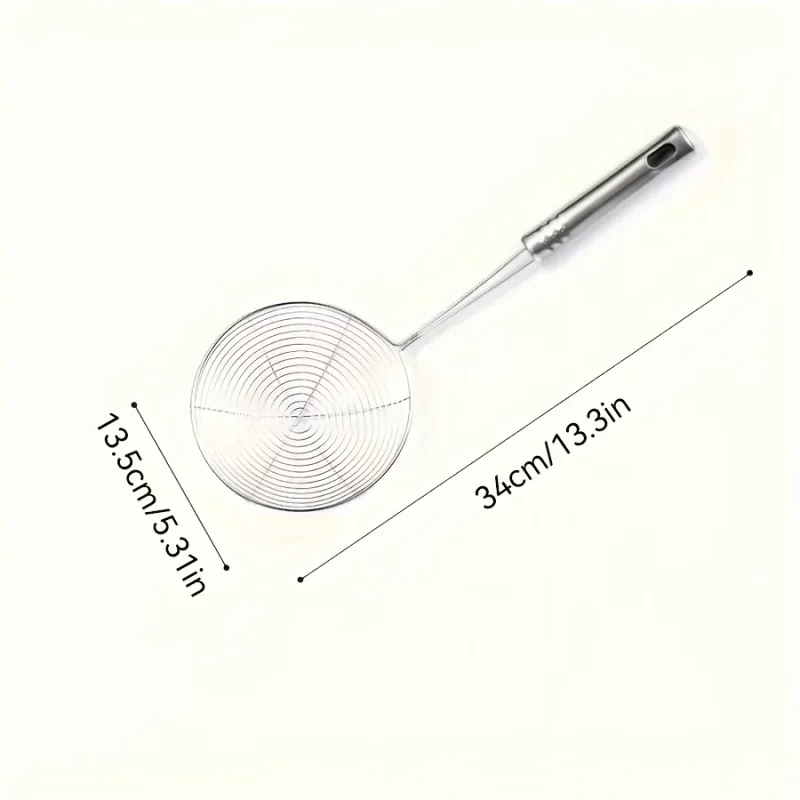 1pc Hot Selling Stainless Steel Strainer Ladle with Handle - Durable Wire Skimmer Spoon for Cooking Frying & Kitchen Use