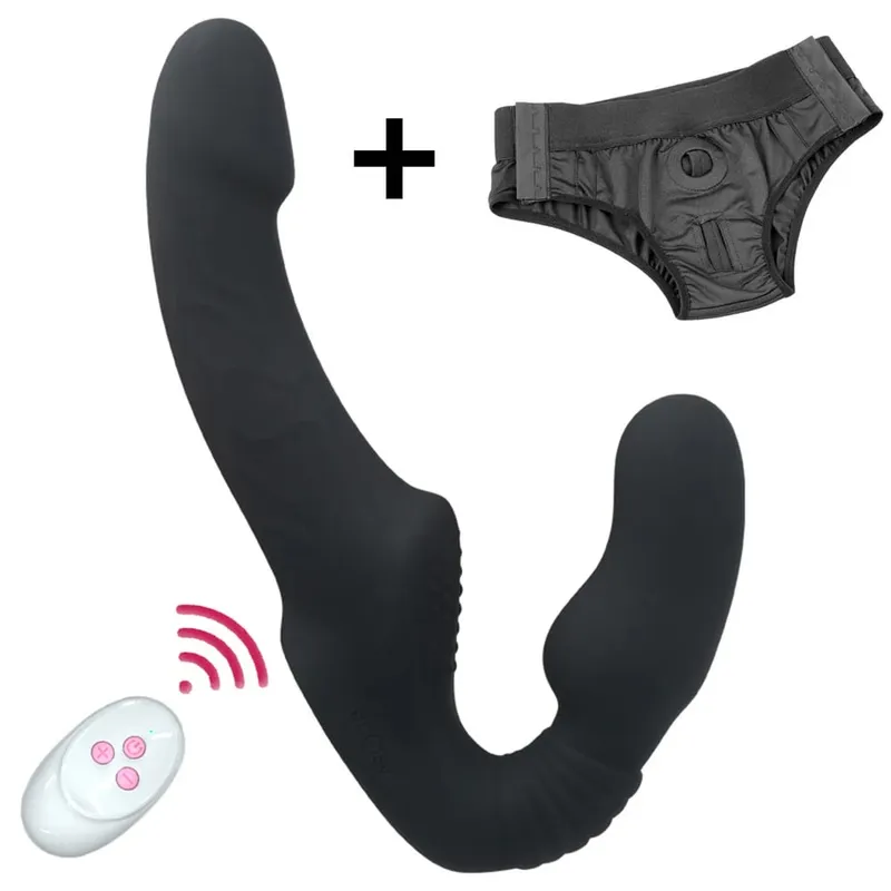 10 Speeds Strapless Strapon Dildo Vibrator Female Double Vibrating G Spot Adult Sex Toys For Women Couple Anal Prostate Massager — image 12