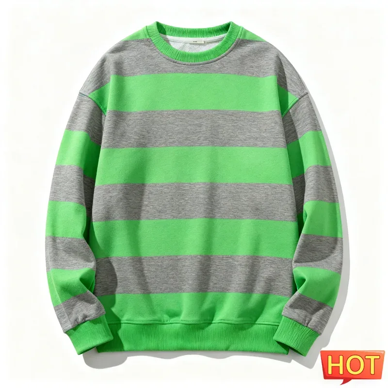 Retro gestreiftes Grafik-Sweatshirt für Herren, schlicht, lässig, langärmelig, 3D-gedruckt, hässliches Sweatshirt, lockere, atmungsaktive O-Ausschnitt-Pullover — image 2