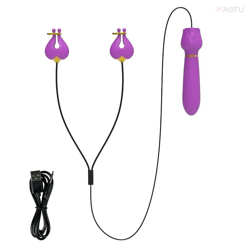 10 Modes Nipple Clamps G Spot Vibrator Breast Clips for Women Nipple Clitoral Stimulator Massager Adult Goods Sex Toy for Couple