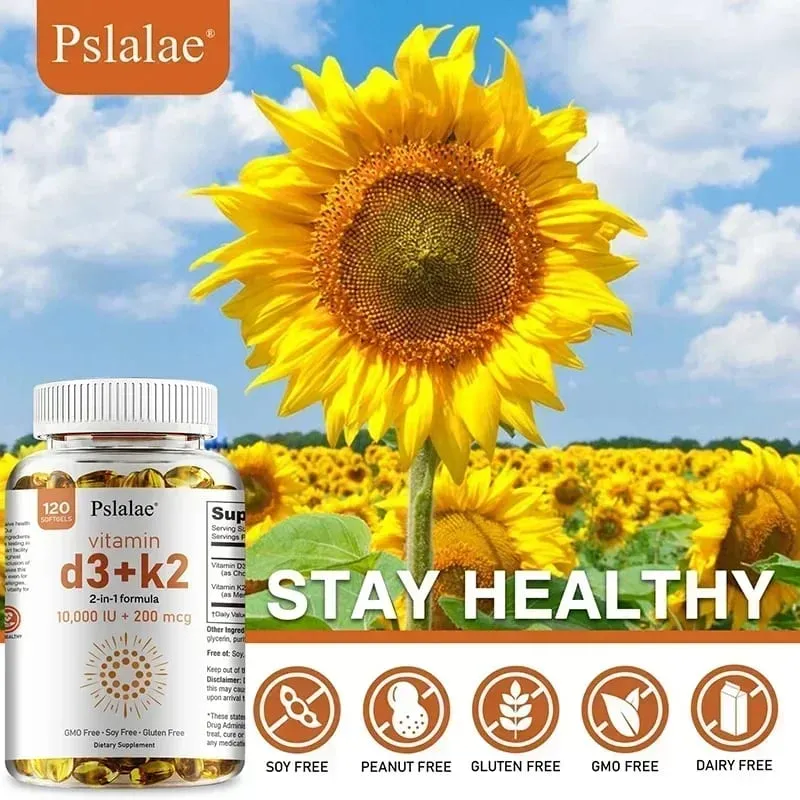 Vitamin D3 + K2 - Improves Calcium Metabolis Healthy Bone & Muscle Function Health Support Heart Joint Immune System Health — image 4