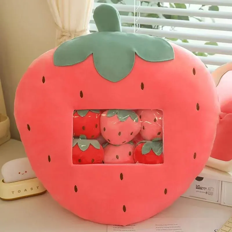 Six Small Toys Inside Cute Cartoon Fruit Plush Pillow Soft Stuffed Sofa Cushion Homdecor Pillow Backrest Children's Gift — image 8