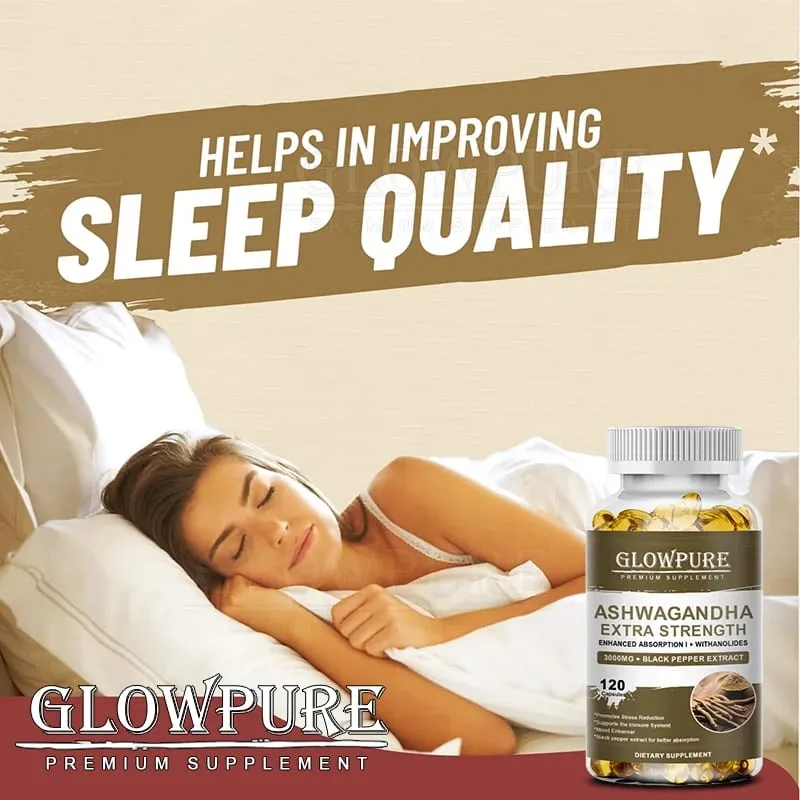 Kapsul Ekstrak Akar Ashwagandha untuk Tenaga Tidur Mood Tekanan dan Suplemen Formula Premium Fokus — image 2