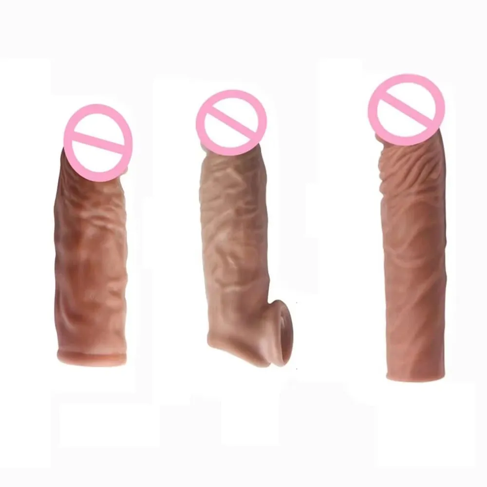 Realistisk Penis Extension Cock Sleeve Genanvendelig Silikone Penis Forstørrelse Forsinkelse Kondomer Til Mænd Dildo Enhancer Sexlegetøj Erotisk butik — image 1