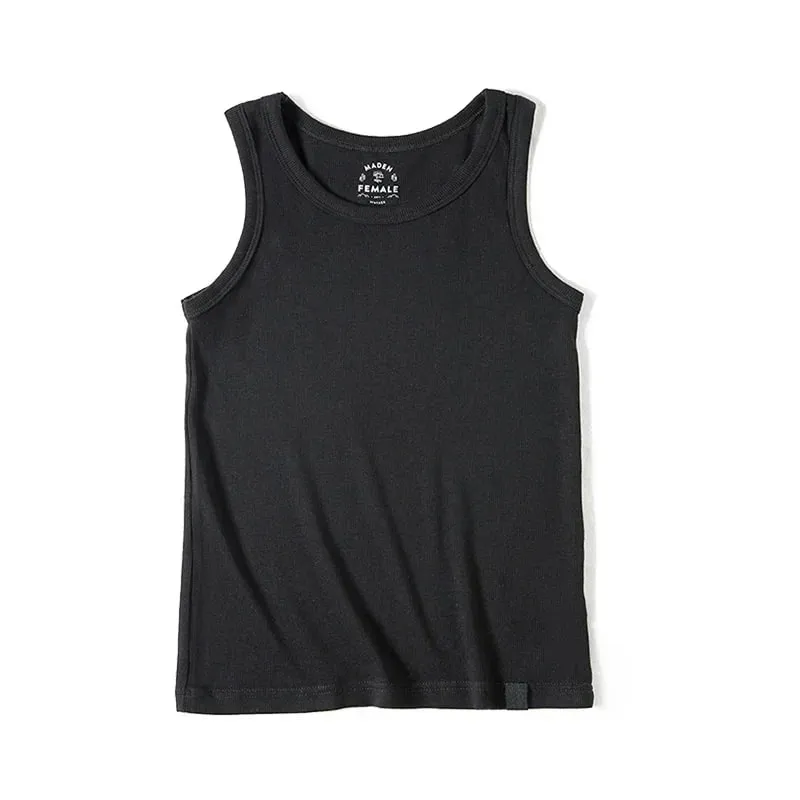 Maden Summer Sleeveless Knitted Tank Tops for Women Solid Color Casual Sports Vest Slim Fit Female Outer Wear Tops