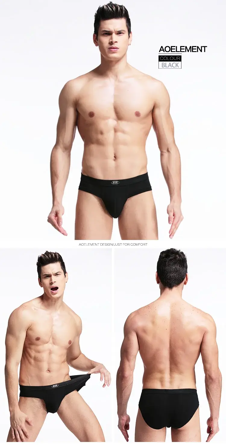 3PC Men's briefs U convex Modal briefs Men's sensible pouch sports wicking sweat breathable mid-waist shorts