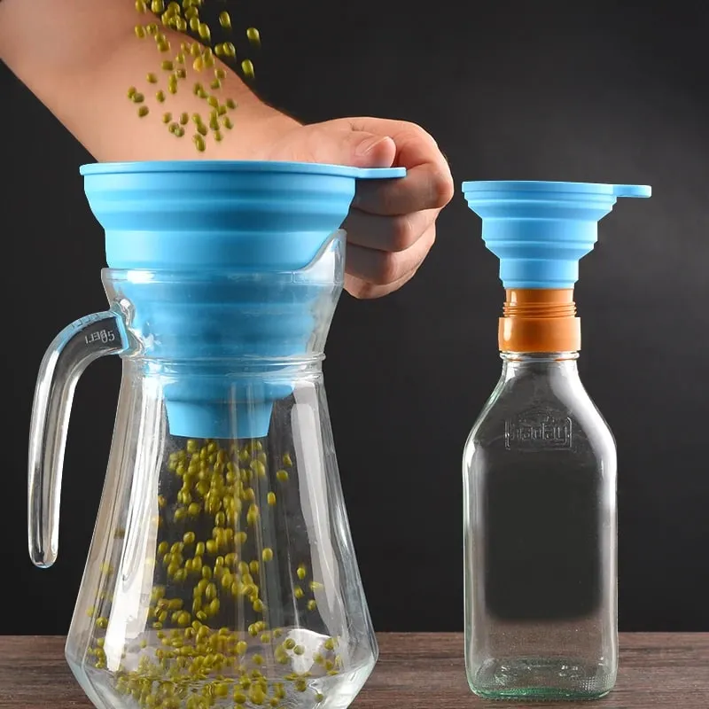 Silicone Funnel Gel Foldable Collapsible Fill Hopper S/L for Kitchen Jar Bottle Feeder Wine Auto Engine Oil Petrol Transfer — image 1