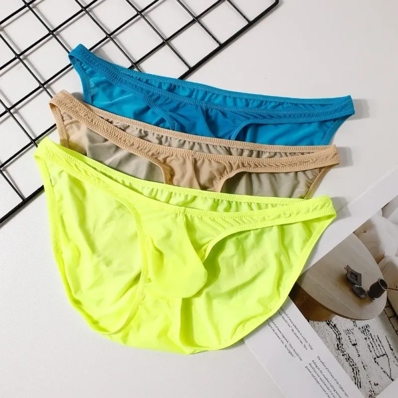 Slip Ultra-fin en soie glacée à séchage rapide, taille basse, sous-vêtements sans couture pour hommes, pochette en U, Lingerie en maille, culotte de voyage — image 16