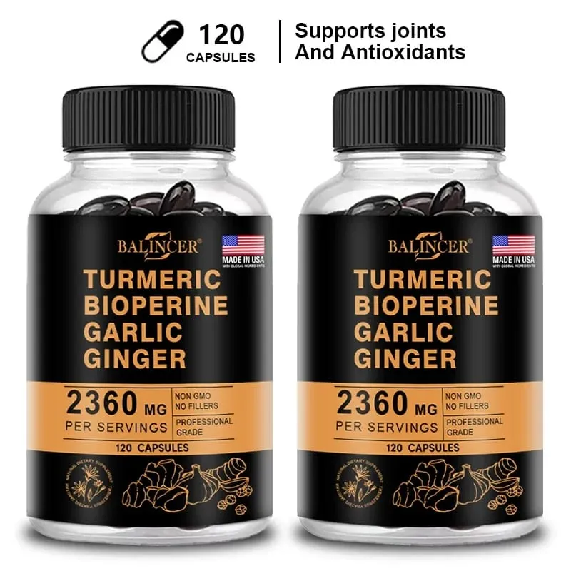 Turmeric Ginger Supplement with Piperine 2360 Mg with Garlic Comfort Digestive & Immune Nutrient Supplement Calcium Gluten Free
