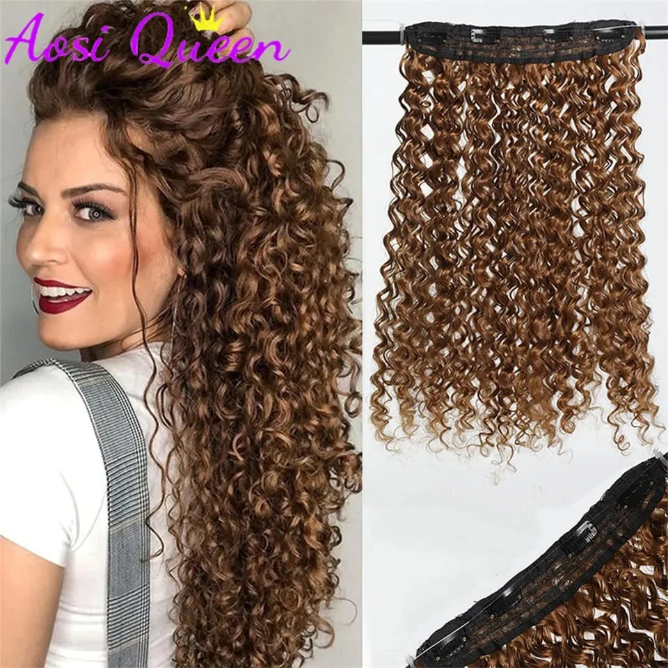 Synthetic 16Inch Water Wave Hair Extension Piece Adjustable Fluffy Curl BB Clip Fishing Line Hair Extension Women's Daily Party