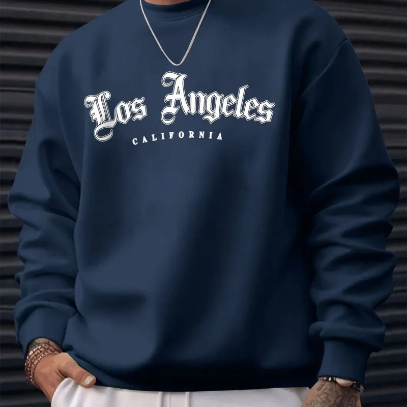 Moletom masculino outono e inverno quente casual solto clássico perda anjos estampa manga comprida gola redonda versátil — image 10
