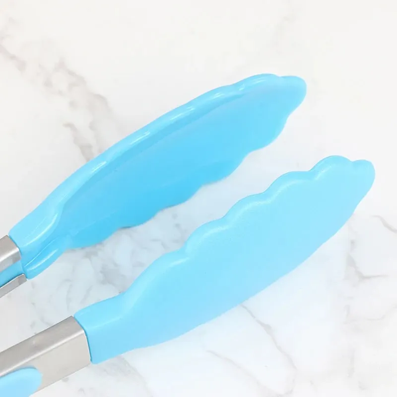 Silicone BBQ Grilling Tong Kitchen Cooking Salad Bread Serving Tong Non-Stick Barbecue Clip Clamp Stainless Steel Tools Gadgets — image 8