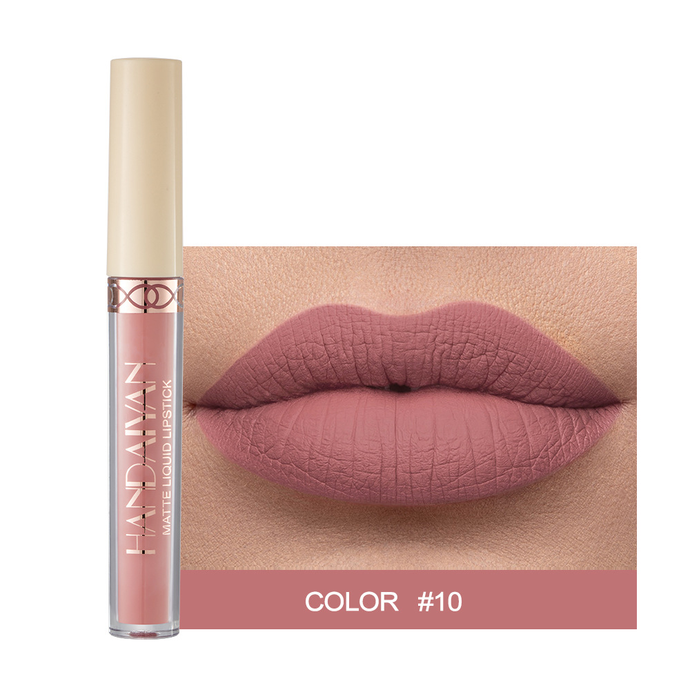 Handaiyan 12 Colors Matte Dark Purple Lip Gloss Longlasting Red Nude Nude Liquid Lipsticks Non-stick Cup Lip Tint Makeup Pigment — image 9