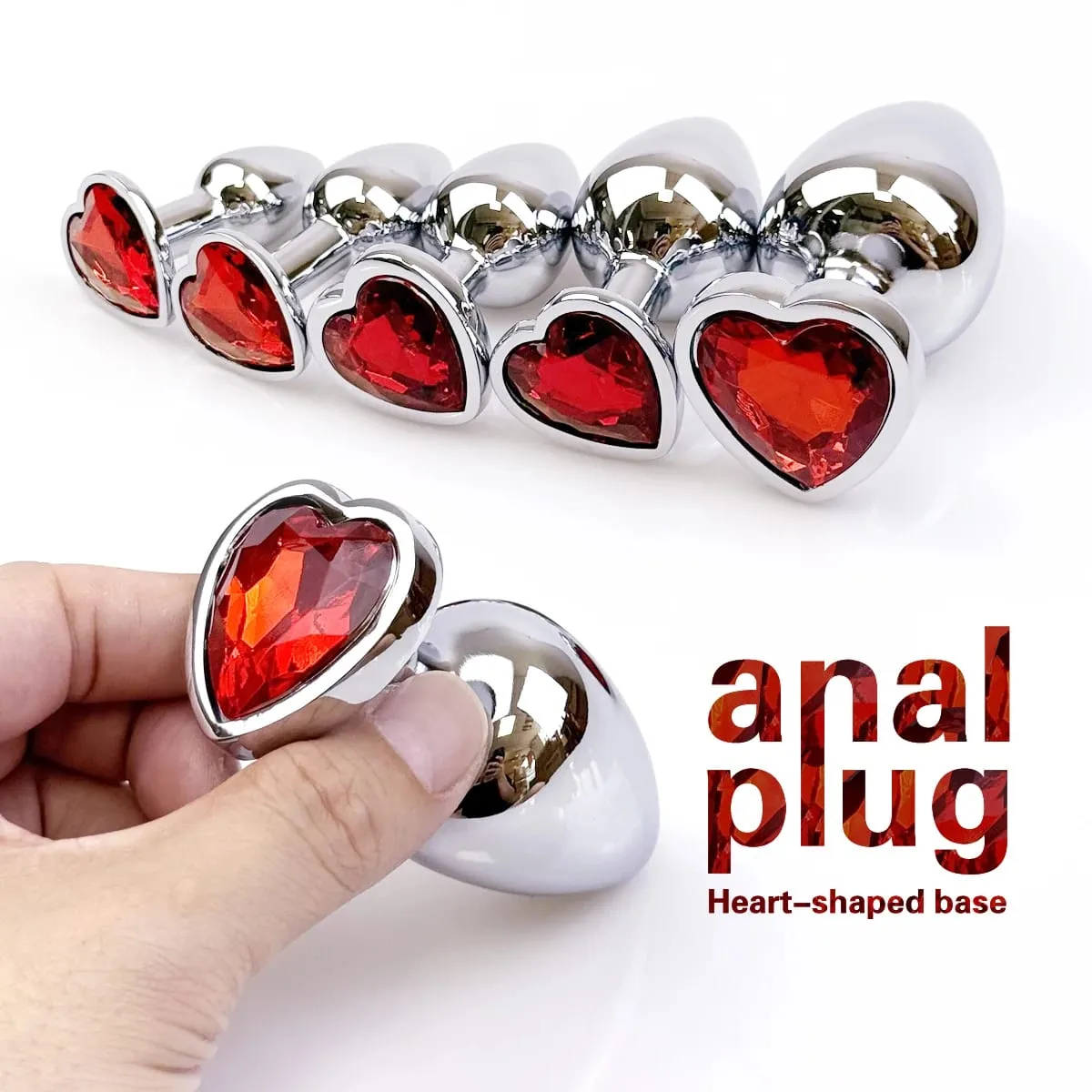 5 Sizes Heart Metal Crystal Anal Plug Stainless Steel Butt Plug Masturbation Stimulator Dildos Adult Sex Toys For Women Men — image 1