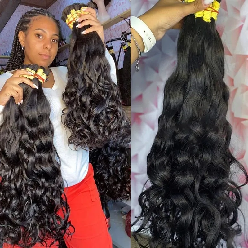 Extensões De Cabelos Humano Indiano Vietinamita Original Natural Brasileiro Cacheados Para Mega Hair Raw Indian 100% Human Hair — image 3