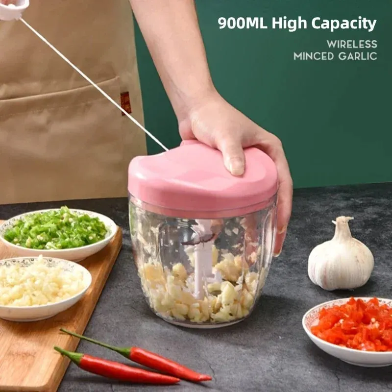 New Crusher Vegetable Onion Cutter Kitchen Cooking Accessories 500/900ML Manual Meat Mincer Garlic Chopper Rotate GarlicPress — image 2