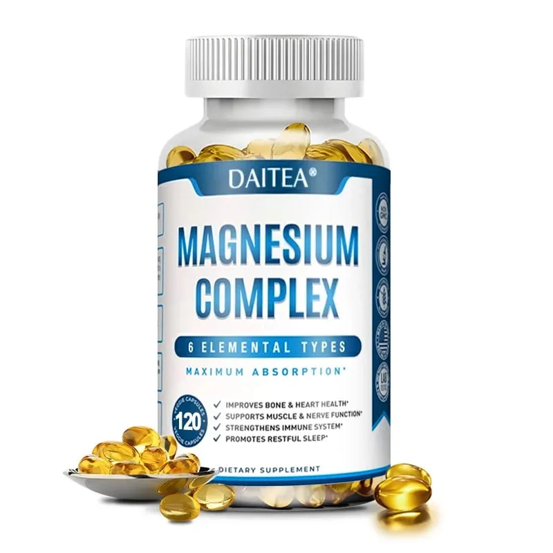 Magnesium Complex Capsule Supplement Supports Nervous System Muscle Cardiovascular and Bone Health Helps Sleep Boosts Energy — image 1