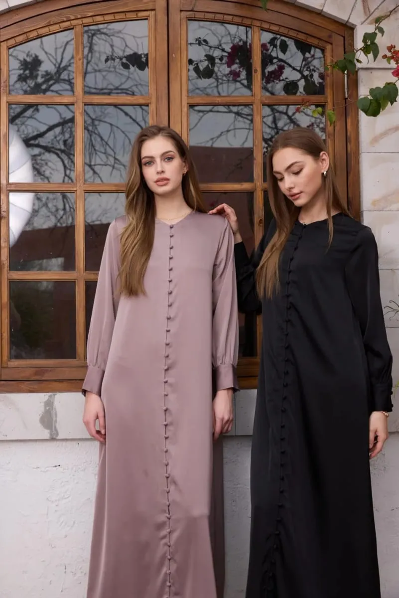 AS SS26 lätt satin boll knappar klänning lätt super bekvämt tyg dressade kvinnokläder — image 5