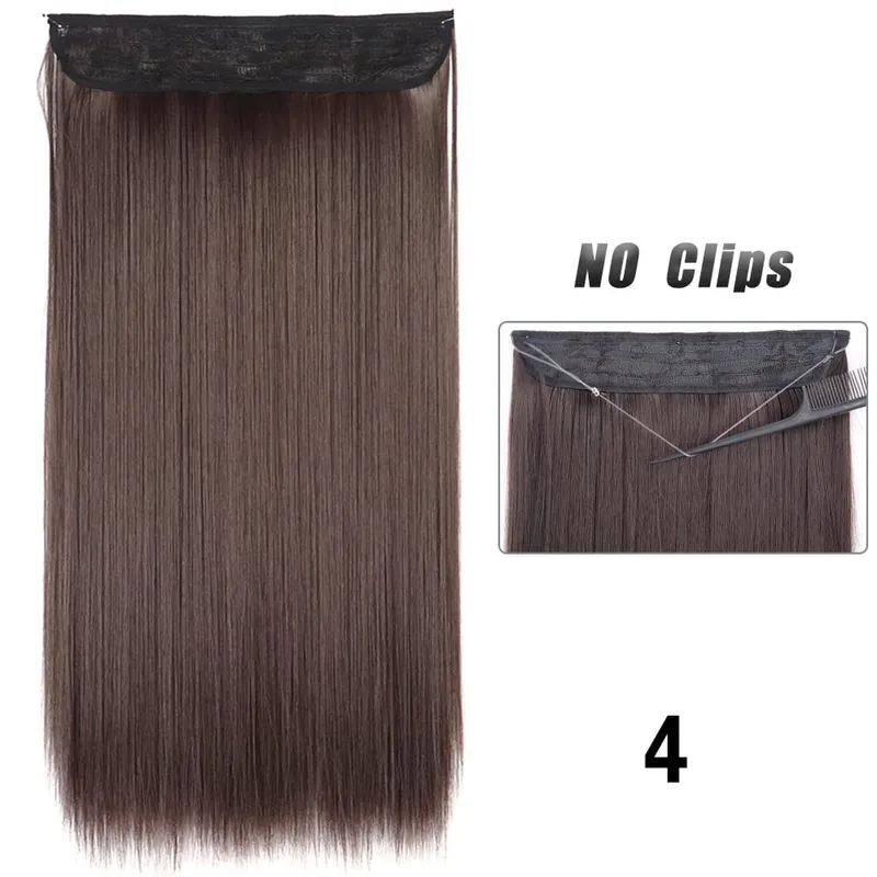 No Clips Hair Extensions Invisible Wire Long Straight Synthetic False Hair Piece 80cm Black Brown Blonde Hairstyle — image 11