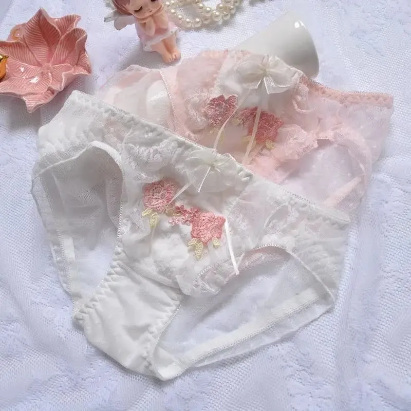 Push Up Japanese Lace Thin Cup Girl Cute Sexy Underwear Set Bra For Women 70 75 80 85 90 A B C D E