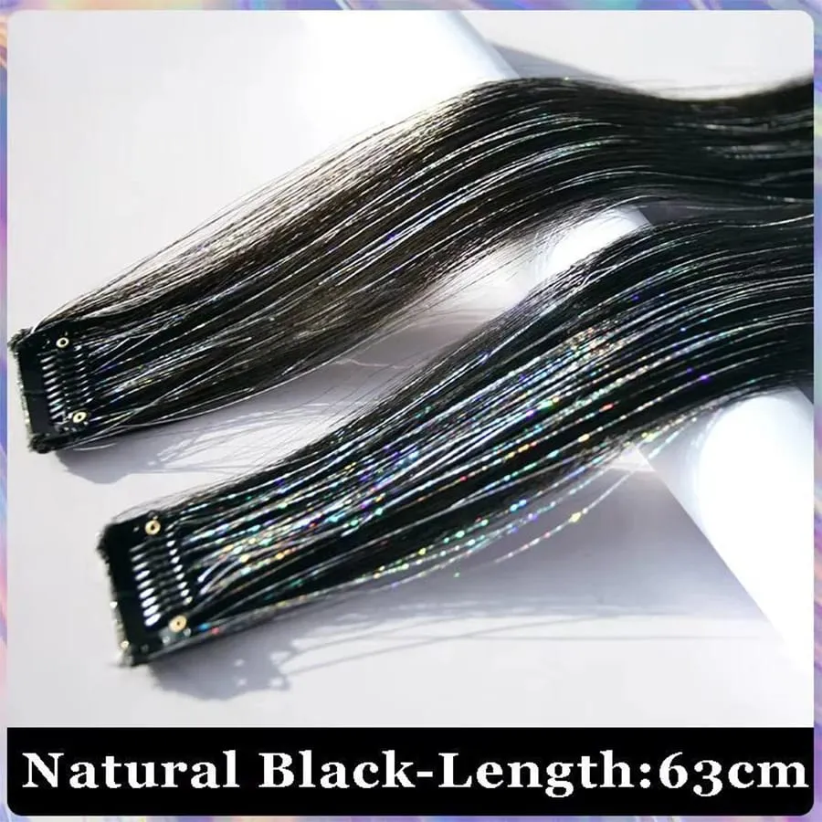 Synthetic Ear-dyed Laser Wig Piece One-card Seamless Feather Hair Extension Artifact Girl Group Stage Headdress Patch — image 14