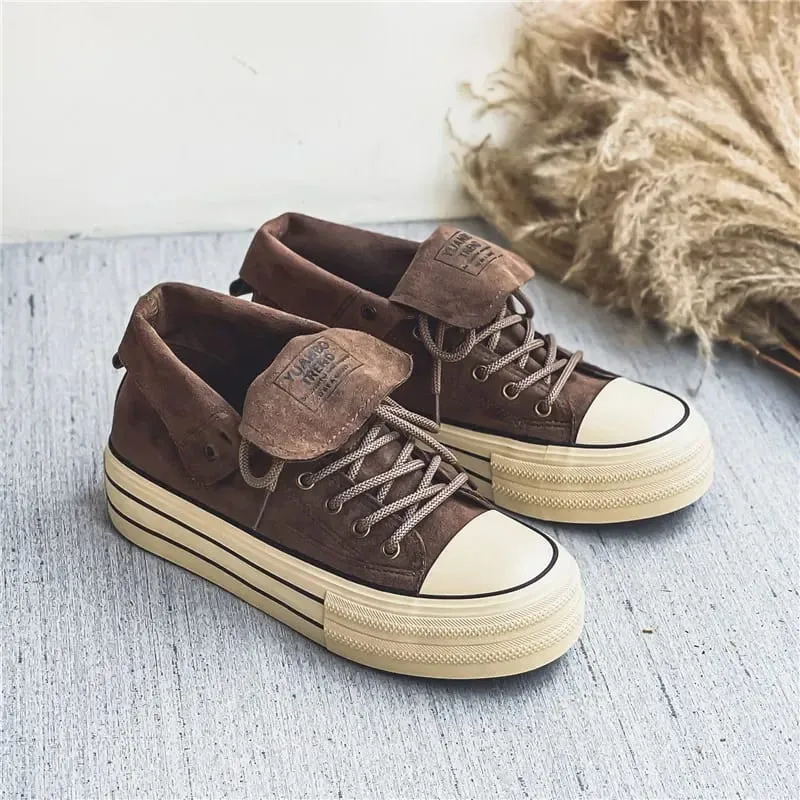 2025 High Top Men's Vulcanized Shoes Platform Casual Outdoor Leather Board Shoes Male Walking Shoes Zapatillas Hombre 36 44 — image 6