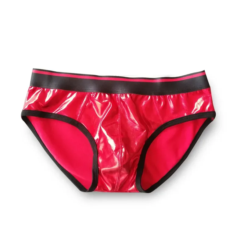 Sexy Men's Underwear Patent Leather Shinning Briefs Jockstrap Stretch Sissy Pouch Underwear Briefs Male Fashion Comforty — image 2