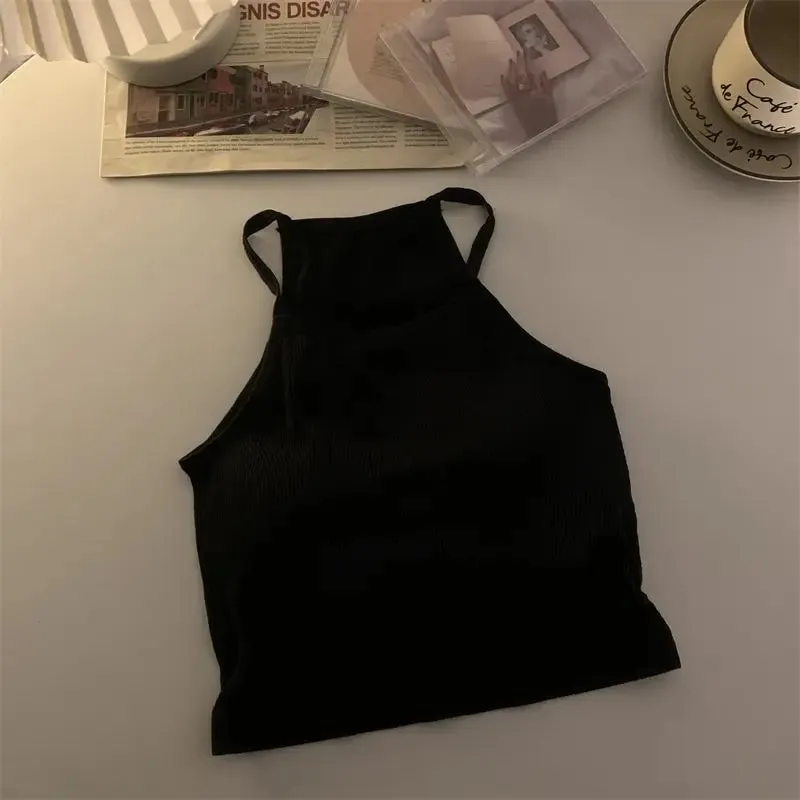 Women Spaghetti Strap Striped Tank Top Sleeveless Backless Summer Y2K Going Out Ribbed Cami Crop Tops