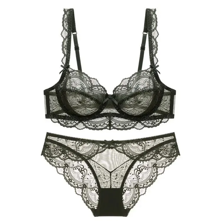 Deep Cleavage Push Up Bra Lace Lingerie Set Women Anti Sagging Sheer Comfort Bralette All Sizes Underwear Sexy & Confident