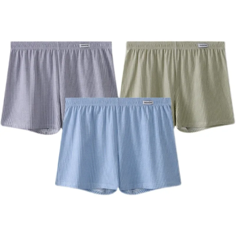 3 Pack Men's Cotton Boxer Shorts - Breathable Loose Striped 4-Corner Underwear for Youth - Versatile for Outdoor & Sports Wear — image 8