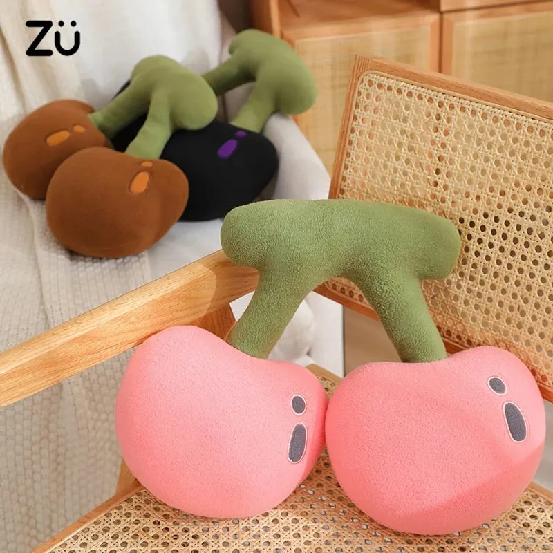 45cm Fruit Cherry Shaped Plush Pillow Soft Cute Pink Cherry Plushies Toy Hug Pillow Lovely Room Sofa Decoration — image 2