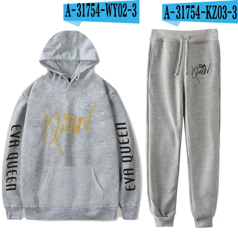 Hip Hop สบาย Eva Queen พิมพ์เสื้อกันหนาว Sweatpants ชุด Hoodies + กางเกงชุดชาย/หญิง 2 ชิ้นชุดเสื้อผ้า — image 25