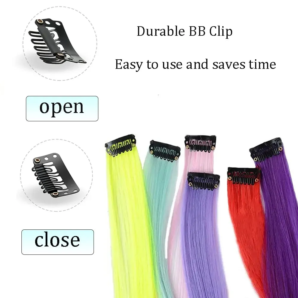 22 inches12pcs/pack Colored Party Synthetic Clip in Hair Extensions for Girls Multi-colors Straight Hair Synthetic Hairpieces — image 3