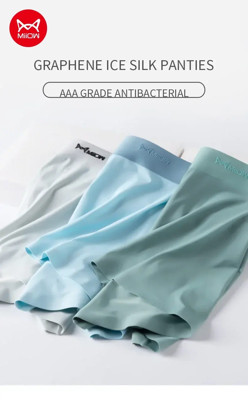 MiiOW 3Pcs Ice Silk Men Underwear Mens Underpants Graphene Antibacterial Crotch Men's Panties Breathable Man Boxers Briefs L-5XL — image 1