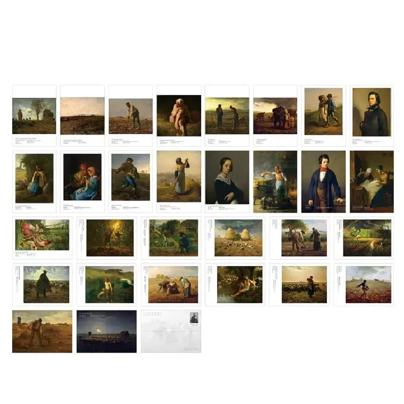 30Pcs Jean-Francois Millet Art Painting Cards INS Style Decorative Wish Greeting Card For Wall Sticker DIY Gift Message Postcard