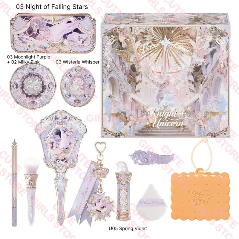 Flower Knows Knight Unicorn Collection Mini All-In Gift Set-dengan Lipstik Blush Eyeshadow Powder Lip Liner Cermin & Alat — image 13